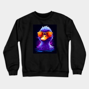 Cute duck wearing sunglasses swimming Crewneck Sweatshirt